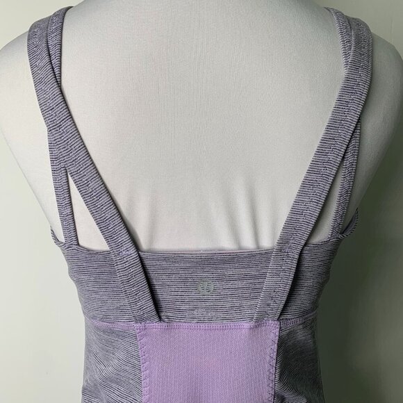 Lululemon Active Strength Tank Lilac Heathered Coal Wee Stripe / Lilac Size 8 - Picture 9 of 12